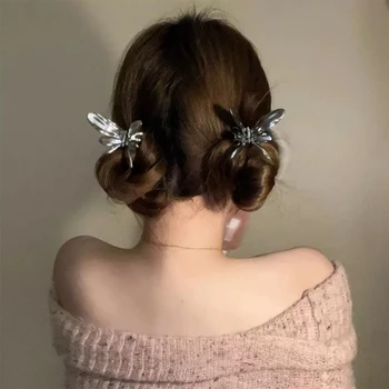 Женские заколки для волос в форме бабочки, завязанные в хвост в готическом стиле