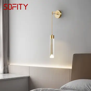 Современный настенный светильник из золотой латуни, светодиодный, 3 цвета, винтажный креативный светильник-бра для домашнего декора спальни.