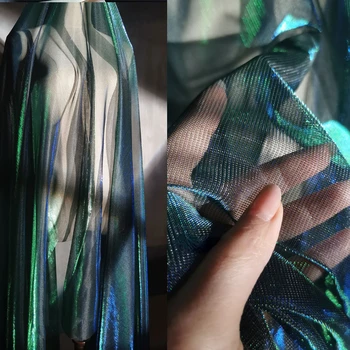 Сетчатая ткань с лазерным синим градиентом, перспективная дизайнерская ткань, одежда Han для самостоятельного шитья, ткань, одежда из полиэстера, Материал