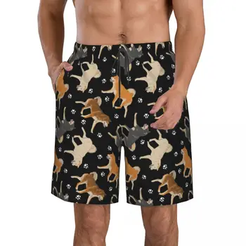 Шорты Shiba Inu повседневного покроя с плоской передней частью для мужчин, пляжные брюки на завязках, комфортные шорты для дома S