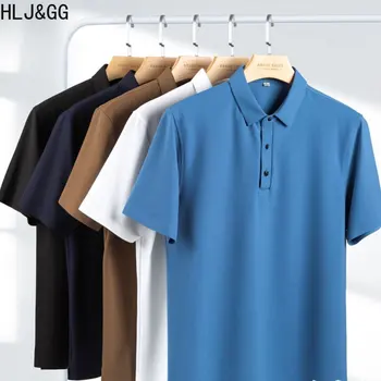 HLJ & GG летние мужские однотонные рубашки поло 2023, новая Классическая Футболка с коротким рукавом, Дышащие Охлаждающие Быстросохнущие Поло, Мужская Футболка для Гольфа
