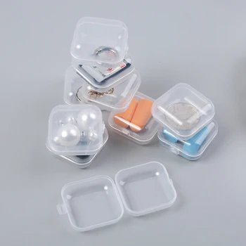Коробка для хранения Мини-Полупрозрачная Пластиковая коробка Упаковочная коробка Коробка для хранения Пылезащитных прочных ювелирных изделий, затычек для ушей, коробок для хранения таблеток