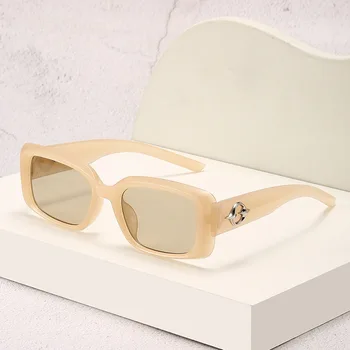 Маленькие милые модные женские солнцезащитные очки роскошного бренда, квадратные очки с кольцевыми оттенками