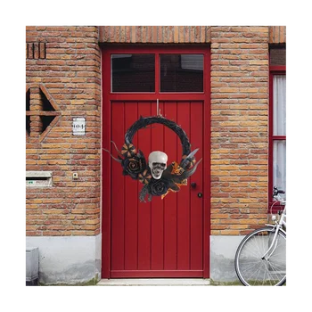 Венок из черепов на Хэллоуин, украшения входной двери на Хэллоуин, украшения на Хэллоуин для двери, стены, окна, сада