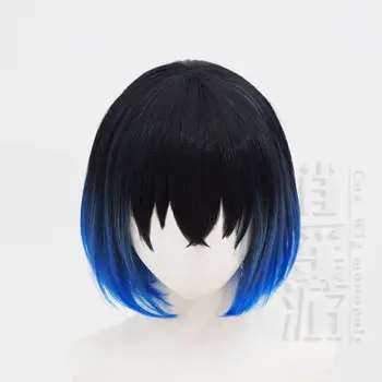 Demon Slayer Hashibira Inosuke, черный, темно-синий, градиентный парик, аниме-укладка, парики для волос, модные парики для девочек, трендовый костюм с париками