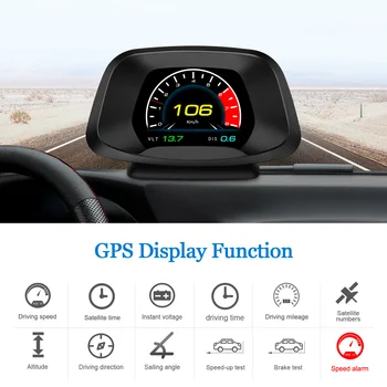 P19 OBD2 GPS Дисплей Двойная Система HUD Head Up Дисплей Автомобильный Спидометр Сигнализация Температура Масла Автоматический Расход Топлива Подходит Для всех автомобилей