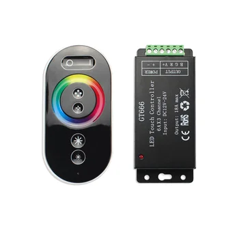 GT666 RGB LED контроллер Беспроводной RF сенсорный пульт дистанционного управления DC 12V 24V 18A 3 канала подсветки ленты переключатель затемнения