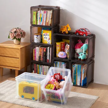 Прозрачный пластиковый ящик для хранения с крышкой, которую можно складывать Стеллажом для хранения закусок, книг, игрушек, кухни, ванной комнаты, органайзера для дома