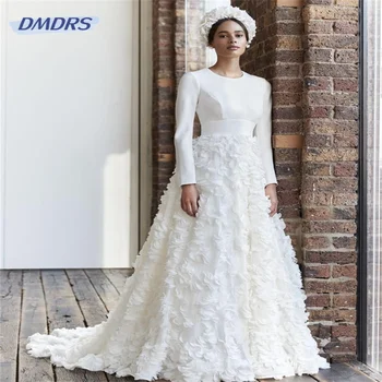 Простое Свадебное платье Русалки с 3D Цветами, Изящное Свадебное платье длиной до пола, Элегантное Vestidos De Novia