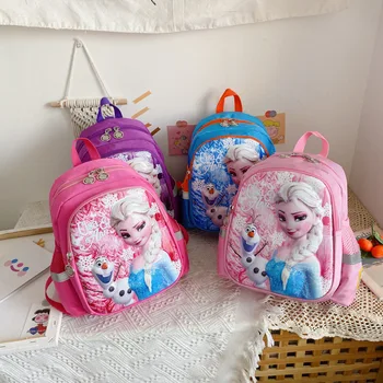 Детские школьные сумки Disney, рюкзак для замороженных девочек, Мультяшный мультяшный рюкзак для начальной школы большой емкости