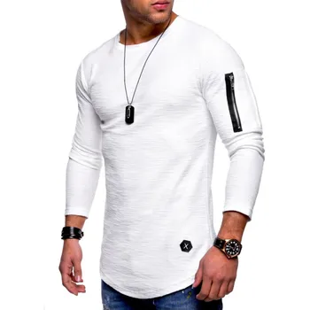 A2204 хлопковая футболка с длинными рукавами для бодибилдинга, складная мужская футболка