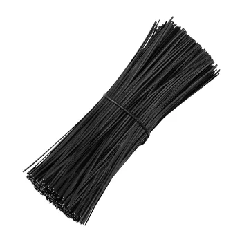 OUNONA 500шт, стяжки из железной проволоки с пластиковым покрытием 15 см, стяжки-органайзеры для обертывания кабелей (черные)