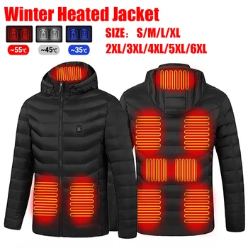 11 Зон Куртка с подогревом USB Мужские женские Зимние уличные куртки с электрическим подогревом, Теплое спортивное теплое пальто, Одежда с подогревом, жилет
