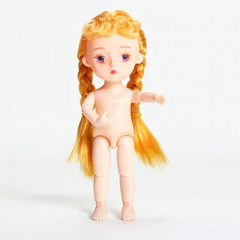 Новые 13-сантиметровые мини-куклы для девочек с 3D глазами и 13 подвижными суставами, обнаженное обнаженное тело, милые игрушки для девочек с косами, кукла для подарков