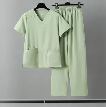 Медицинская одежда с коротким рукавом, скрабы, брюки для кормления, женская медицинская униформа из тонкой и легкой ткани, летние комплекты скрабов для медсестер