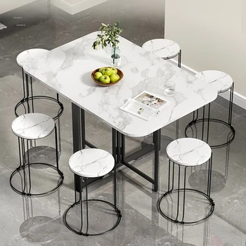 Обеденные столы Nordic Light класса Люкс Для маленькой квартиры, ультратонкий обеденный стол, простые многофункциональные съемные складные столы