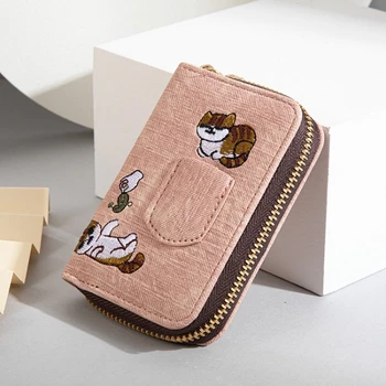Женская маленькая симпатичная сумка для банковских карт с защитой от размагничивания, держатель для нескольких карт, органайзер для монет на молнии, темпераментный кошелек для монет