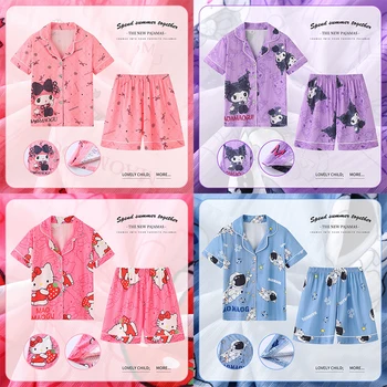 Детские Пижамные Комплекты Hello Kitty Sanrio С короткими рукавами, Пижамы с рисунком 